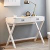Industrial Wooden Computer Desk with 2 Drawers Sturdy Office Desk, Simple Study Makeup Vanity Table Modern Furniture for Home Office Learning Desk