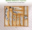 Free shipping Bamboo Expandable Drawer Organizer for Utensils Holder, Adjustable Cutlery Tray, Wood Drawer Dividers Organizer for Silverware, Flatware