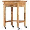 Kitchen Trolley 22.8"x22.8"x35" Solid Wood Acacia