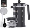Mini French Press for 12/34oz Small French Press Coffee Maker with 4 Level Filtration System Borosilicate Glass Durable Stainless Steel Thickened Heat