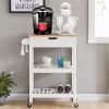 Rolling Kitchen Cart Microwave Storage Island with Wheels White for Dining Rooms Kitchens and Living Rooms