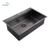 Aqucubic Gunmetal black handmade 16 Gauge 304 Stainless Steel Top Mount Single Bowl Kitchen Sink with ledge