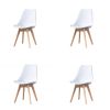 Mid Century Modern Dining Chairs, with Wood Legs, Armless Kitchen Chairs, Shell Lounge Plastic Side Chair with Soft Padded Kitchen, Dining Room, Livin