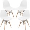 Set of 4 Modern Style Dining Chair, Shell Lounge Plastic Chair for Kitchen, Dining, Bedroom, Living Room Mid-Century Modern Side Chairs with Wooden Wa