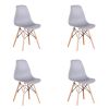Set of 4 Modern Style Dining Chair, Shell Lounge Plastic Chair for Kitchen, Dining, Bedroom, Living Room Mid-Century Modern Side Chairs with Wooden Wa