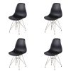 Set of 4 Modern Style Dining Chair, Shell Lounge Plastic Chair for Kitchen, Dining, Bedroom, Living Room Mid-Century Modern Side Chairs with Wooden Wa