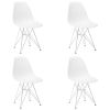 Set of 4 Modern Style Dining Chair, Shell Lounge Plastic Chair for Kitchen, Dining, Bedroom, Living Room Mid-Century Modern Side Chairs with Wooden Wa