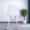 Set of 4 Modern Style Dining Chair, Shell Lounge Plastic Chair for Kitchen, Dining, Bedroom, Living Room Mid-Century Modern Side Chairs with Wooden Wa