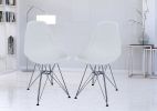 Set of 4 Modern Style Dining Chair, Shell Lounge Plastic Chair for Kitchen, Dining, Bedroom, Living Room Mid-Century Modern Side Chairs with Wooden Wa