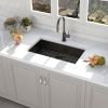 Aqucubic Gunmetal black handmade 16 Gauge 304 Stainless Steel Top Mount Single Bowl Kitchen Sink with ledge