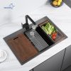 Aqucubic Gunmetal black handmade 16 Gauge 304 Stainless Steel Top Mount Single Bowl Kitchen Sink with ledge
