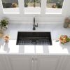 Aqucubic Gunmetal black handmade 16 Gauge 304 Stainless Steel Top Mount Single Bowl Kitchen Sink with ledge
