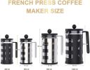 Mini French Press for 12/34oz Small French Press Coffee Maker with 4 Level Filtration System Borosilicate Glass Durable Stainless Steel Thickened Heat