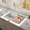 Aqucubic Gunmetal black handmade 16 Gauge 304 Stainless Steel Top Mount Single Bowl Kitchen Sink with ledge