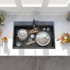 Aqucubic Gunmetal black handmade 16 Gauge 304 Stainless Steel Top Mount Single Bowl Kitchen Sink with ledge
