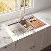 Aqucubic Gunmetal black handmade 16 Gauge 304 Stainless Steel Top Mount Single Bowl Kitchen Sink with ledge