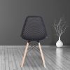 Set of 4 Modern Style Dining Chair, Shell Lounge Plastic Chair for Kitchen, Dining, Bedroom, Living Room Mid-Century Modern Side Chairs with Wooden Wa