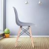 Set of 4 Modern Style Dining Chair, Shell Lounge Plastic Chair for Kitchen, Dining, Bedroom, Living Room Mid-Century Modern Side Chairs with Wooden Wa