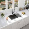Aqucubic Gunmetal black handmade 16 Gauge 304 Stainless Steel Top Mount Single Bowl Kitchen Sink with ledge