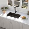 Aqucubic Gunmetal black handmade 16 Gauge 304 Stainless Steel Top Mount Single Bowl Kitchen Sink with ledge