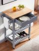 Rolling Kitchen Cart Microwave Storage Island with Wheels White for Dining Rooms Kitchens and Living Rooms