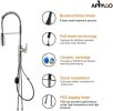 APPASO Commercial Kitchen Faucet Pull Down Sprayer with Soap Dispenser - Stainless Steel High Arc Tall Modern Single Handle Spring Kitchen Sink Faucet