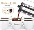 Medium French Press Coffee Maker 21oz/12 oz, Small Stainless Steel French Press 600 ml/350 ml, 100% BPA Free French Press Glass with Spoon and Brush