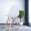 Set of 4 Modern Style Dining Chair, Shell Lounge Plastic Chair for Kitchen, Dining, Bedroom, Living Room Mid-Century Modern Side Chairs with Wooden Wa