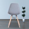 Set of 4 Modern Style Dining Chair, Shell Lounge Plastic Chair for Kitchen, Dining, Bedroom, Living Room Mid-Century Modern Side Chairs with Wooden Wa