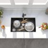 Aqucubic Gunmetal black handmade 16 Gauge 304 Stainless Steel Top Mount Single Bowl Kitchen Sink with ledge